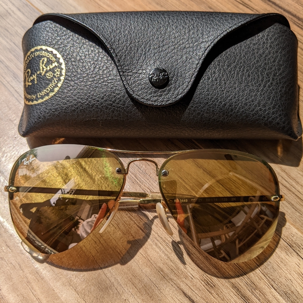 RayBan Gold Copper Mirror Aviator Sunglasses
